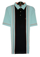 Plain polo shirt with centre block and piping detail